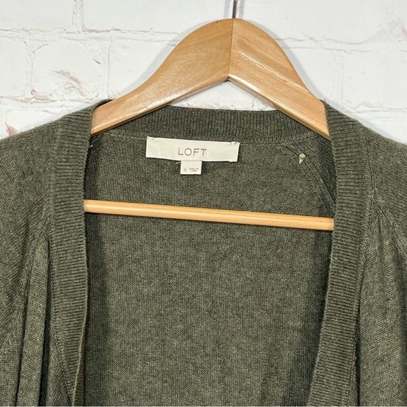 Loft Open Cardigan Sweater Womens Size Small Green Wool Blend Long Sleeve - Picture 3 of 9